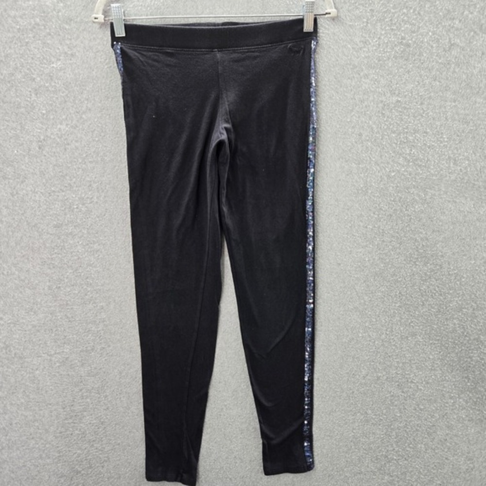 Pink Victorias Secret Women‎ Activewear Pants Medium Black Legging Sequins